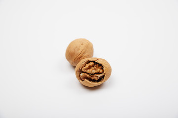 Dried yellow walnuts in shell