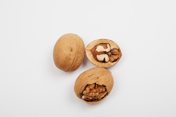 Dried yellow walnuts in shell