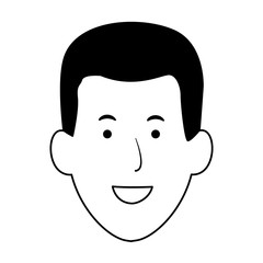 cartoon man face smiling icon, flat design