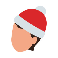 avatar boy with christmas hat, flat design