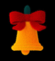 3D render. Christmas bell made of threads, Merry Christmas. 2020 happy new year