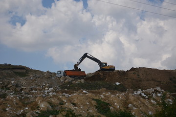 excavator on construction site