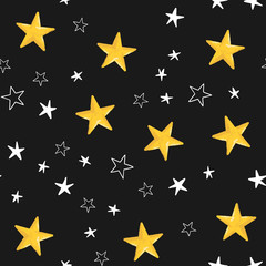 Star doodles seamless pattern. Hand drawn stars texture background.