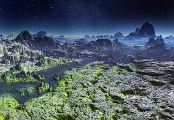 Foto op Canvas 3D Rendered Fantasy Alien Landscape - 3D Illustration © diversepixel