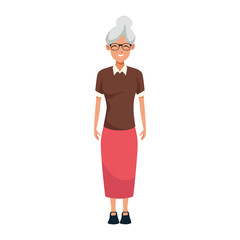 old woman cartoon icon, flat design