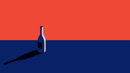 A bottle of wine in a minimal style