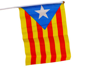 catalonia flag held on the white background