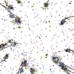 Invitation card template with milk thistle botanical illustration in watercolor and ink