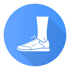 Trainers blue flat design long shadow glyph icon