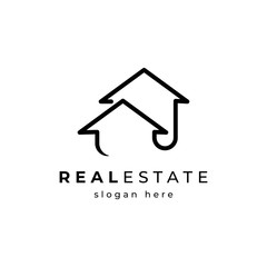 Real estate icon logo design vector template.arrow with house shape