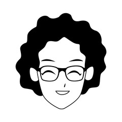 cartoon old woman with glasses, flat design