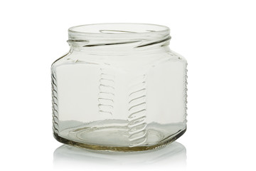 glass jar on white background