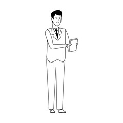 cartoon businessman wearing suit and tie icon