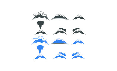 simple silhouette Mountain or volcano with snow-capped peaks Logo Template icon. Vector Illustrator Eps.10