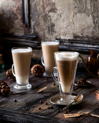 foamy layered hot coffee drink latte