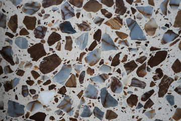 Close-up of a terrazzo floor covering the floor of a house