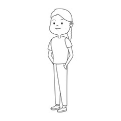 Fototapeta premium cartoon teen girl icon, flat design