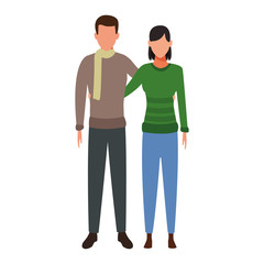 Fototapeta premium avatar couple with sweaters, flat design