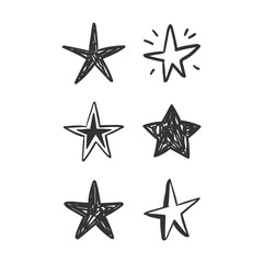 Hand drawn stars. Doodle collection.