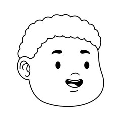 cartoon boy with curly hair icon, flat design