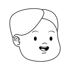 cartoon happy boy face icon, flat design