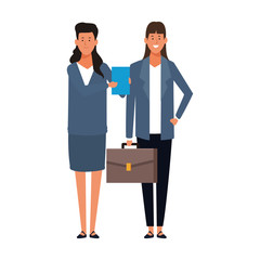 Women office friends icon, colorful flat design