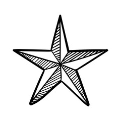 Hand drawn star. Doodle illustration.