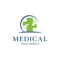 Negative space of hand in medical logo design