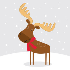Obraz na płótnie Canvas Cute moose and cute Christmas character