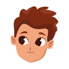 happy kid face icon, flat colorful design