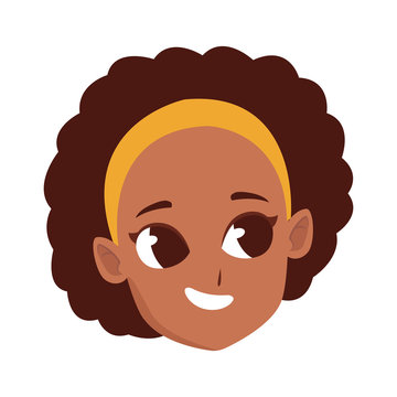 happy girl face icon, flat design
