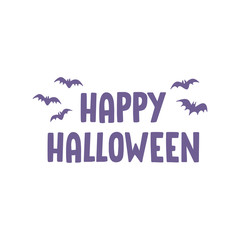 Obraz premium Happy Halloween sign with bats flying. 
