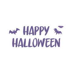 Fototapeta na wymiar Happy Halloween sign with bats flying. 