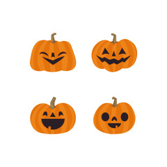 Cute pumpkin illustrations set. Happy cute characters for Halloween.