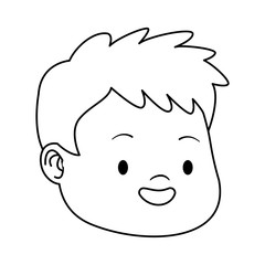 cartoon boy laughing icon, flat design