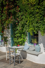 Outdoor cafe in Greek island of Paros