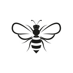 Bee icon. Black and white vector illustration isolated on a white background.  Element for logo