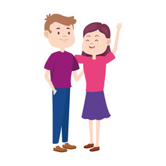 cartoon teen man and woman icon, flat design