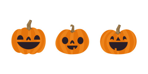 Cute pumpkin illustrations set. Happy cute characters for Halloween.