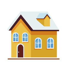 traditional house building icon, flat design