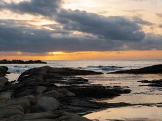  Rocky beach by the sea at dawn in Cabo de Huertas Alicante
