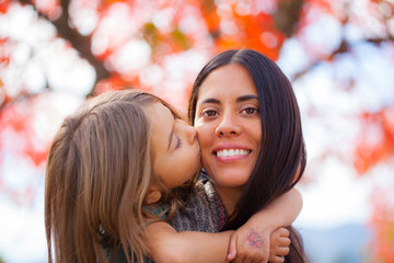 Mother and daughter in Autumn - 296441706