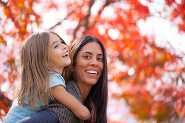 Mother and daughter in Autumn - 296441745