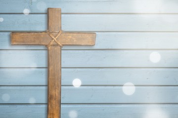Holy wooden cross isolated on white background