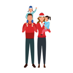 avatar family with little kids, flat design