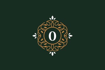 Luxury gold green logo design template vector illustration with number