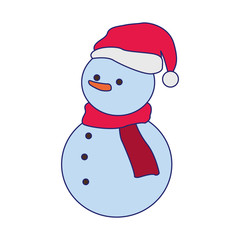 cartoon christmas snowman icon, colorful flat design
