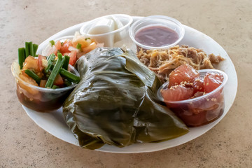 Full Plate of Fresh Local Food Truck Lunch in Hawaii - 296442720