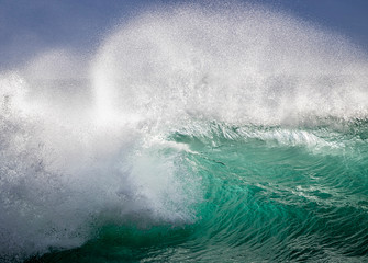 Curling and Breaking Wave in Green and White