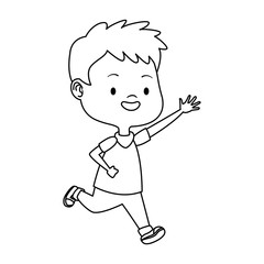 cartoon little boy playing, flat design